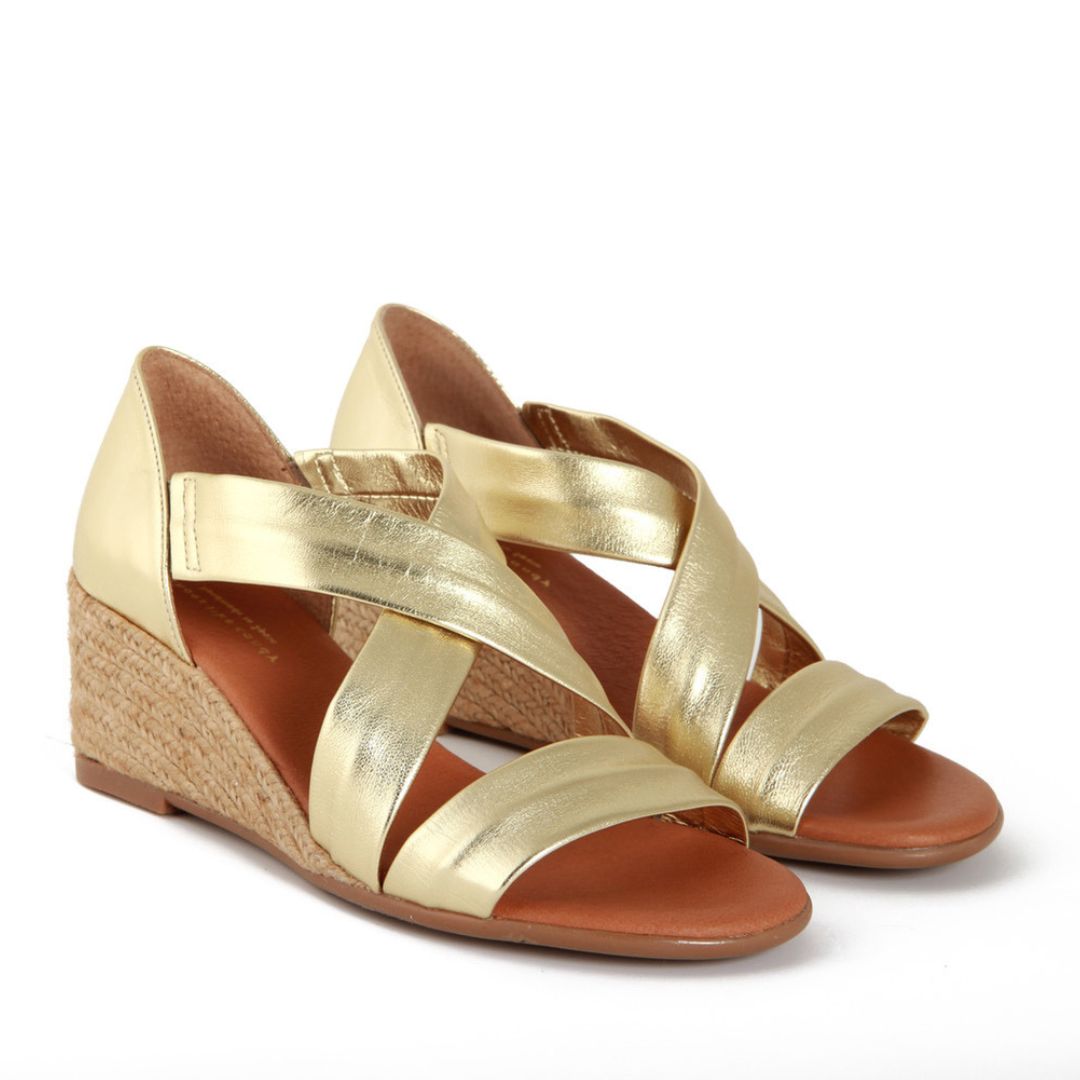 ISABEL SOFT GOLD PLATFORM ESPADRILLES