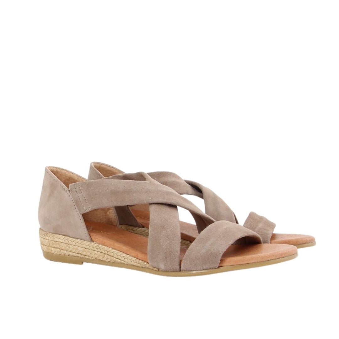 NAYARA SOFT SUEDE GREIGE ESPADRILLE SANDALS