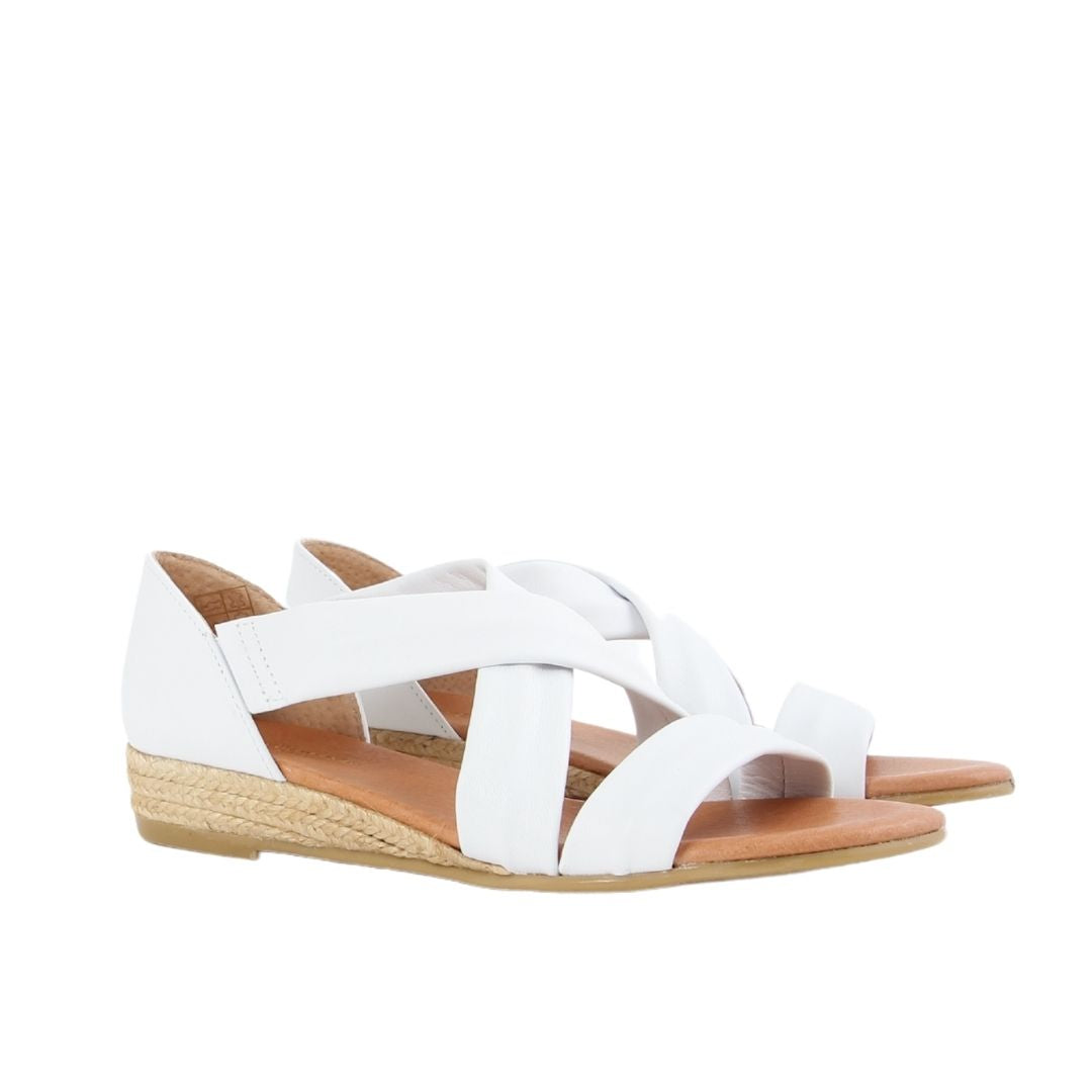 NAYARA SOFT LEATHER WHITE ESPADRILLE SANDALS