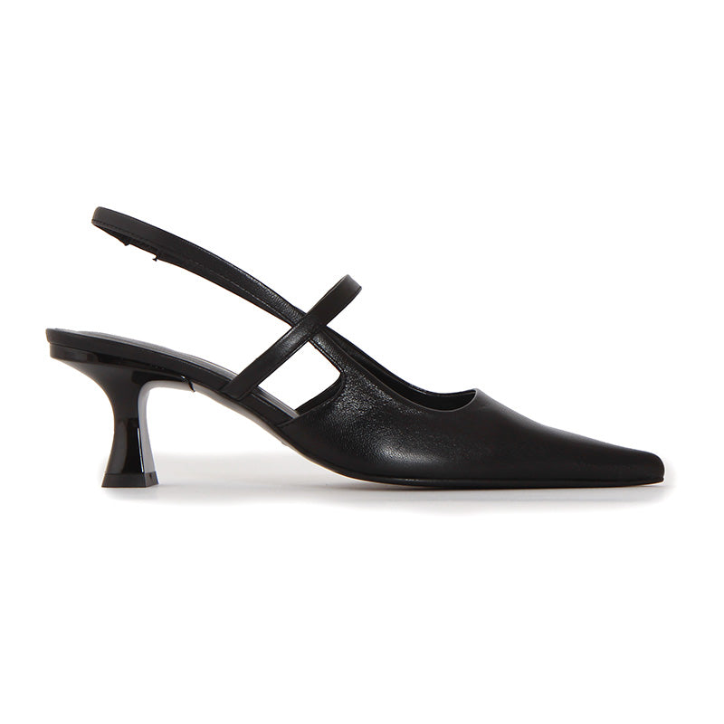 SLINGBACK BLACK SOFT HEELS