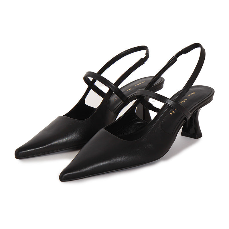 SLINGBACK BLACK SOFT HEELS