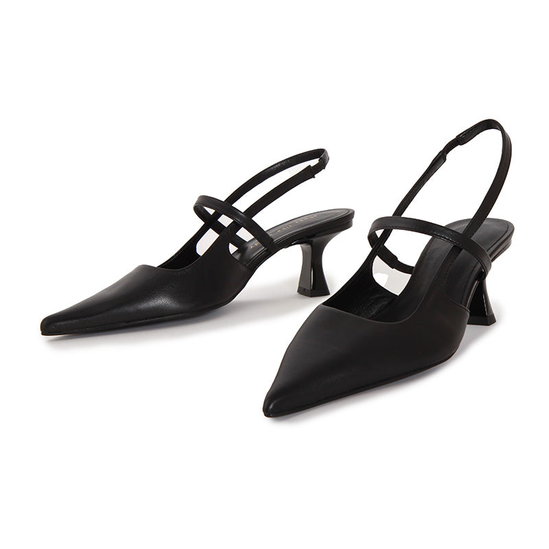 SLINGBACK BLACK SOFT HEELS