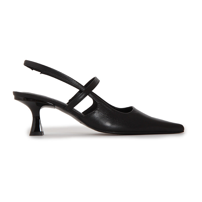 SLINGBACK BLACK SOFT HEELS