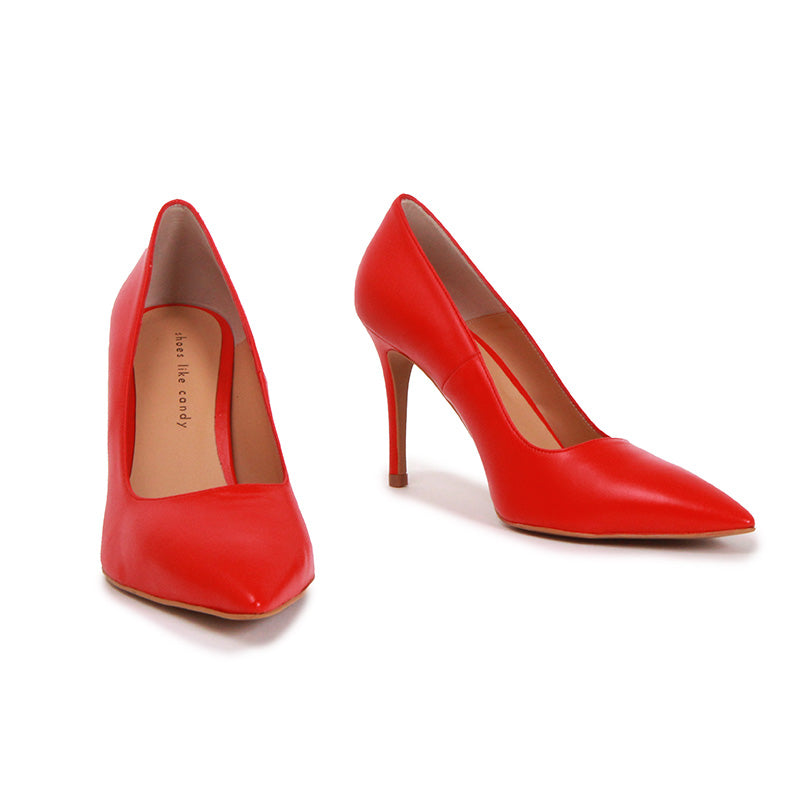 SCARLET SOFT LEATHER LIPSTICK RED HEELS
