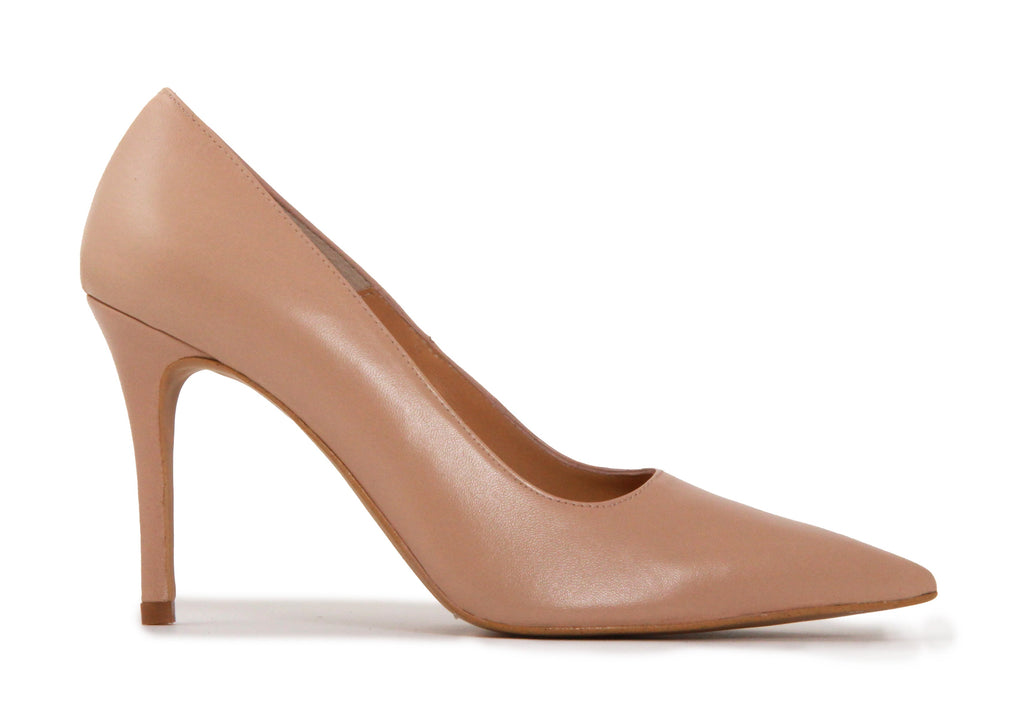 SCARLET SOFT LEATHER NUDE HEELS