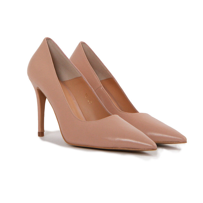 SCARLET SOFT LEATHER NUDE HEELS