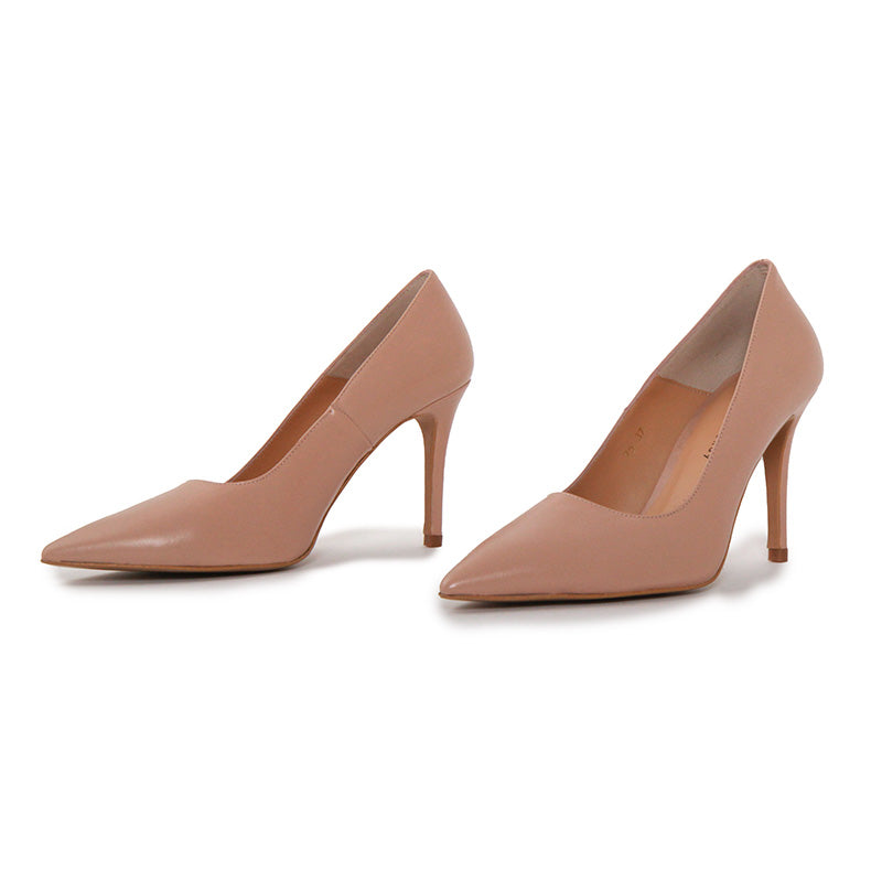 SCARLET SOFT LEATHER NUDE HEELS
