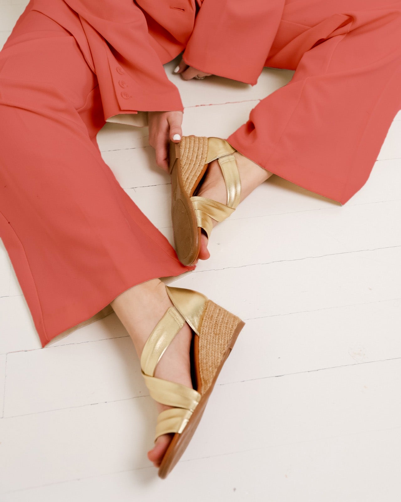 ISABEL SOFT GOLD PLATFORM ESPADRILLES