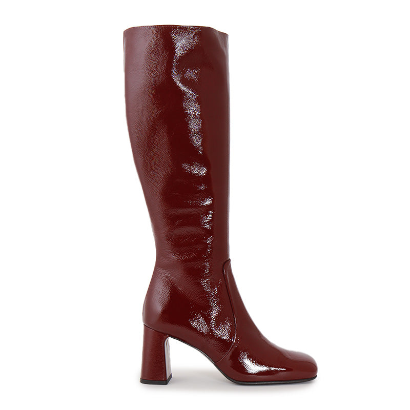 LUCE SOFT SHINY WINE RED BOOTS