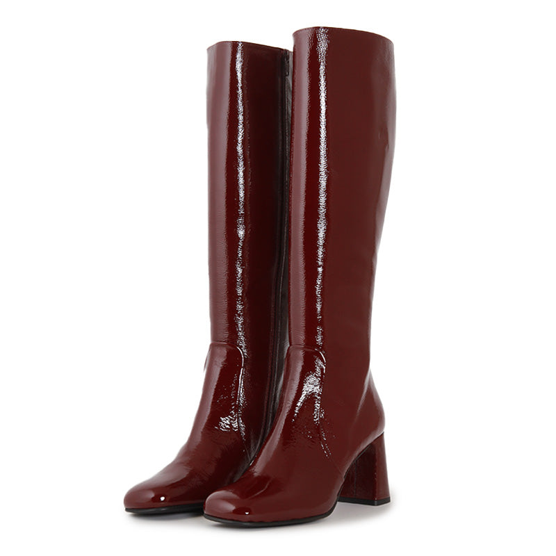 LUCE SOFT SHINY WINE RED BOOTS