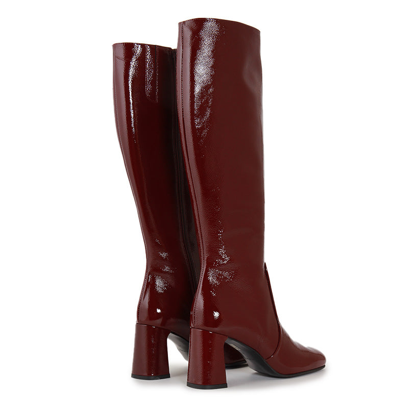 LUCE SOFT SHINY WINE RED BOOTS