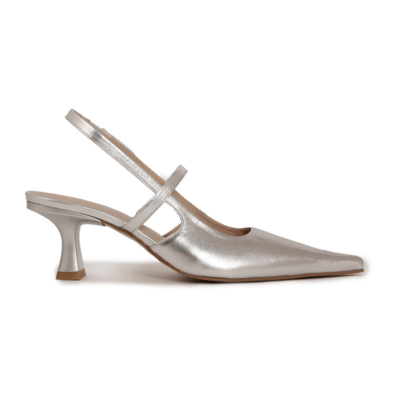 SLINGBACK GALAXY SILVER HEELS