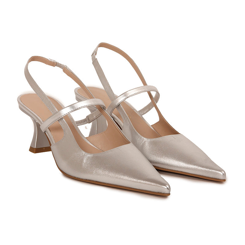 SLINGBACK GALAXY SILVER HEELS