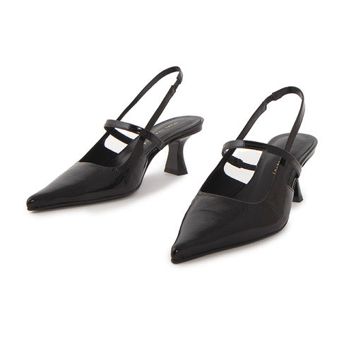 SLINGBACK SOFT SHINY BLACK HEELS