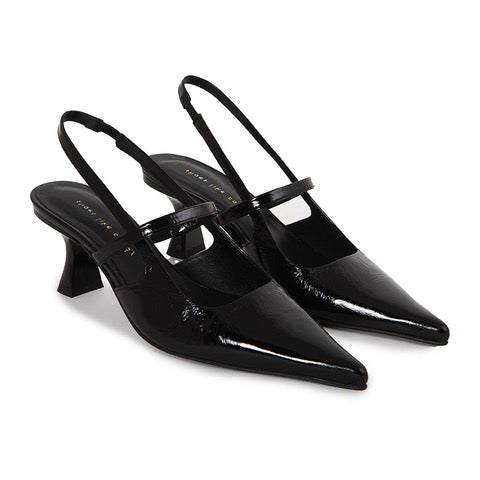 SLINGBACK SOFT SHINY BLACK HEELS