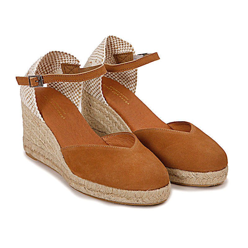 PENELOPE SOFT SUEDE CHESTNUT PLATFORM ESPADRILLES