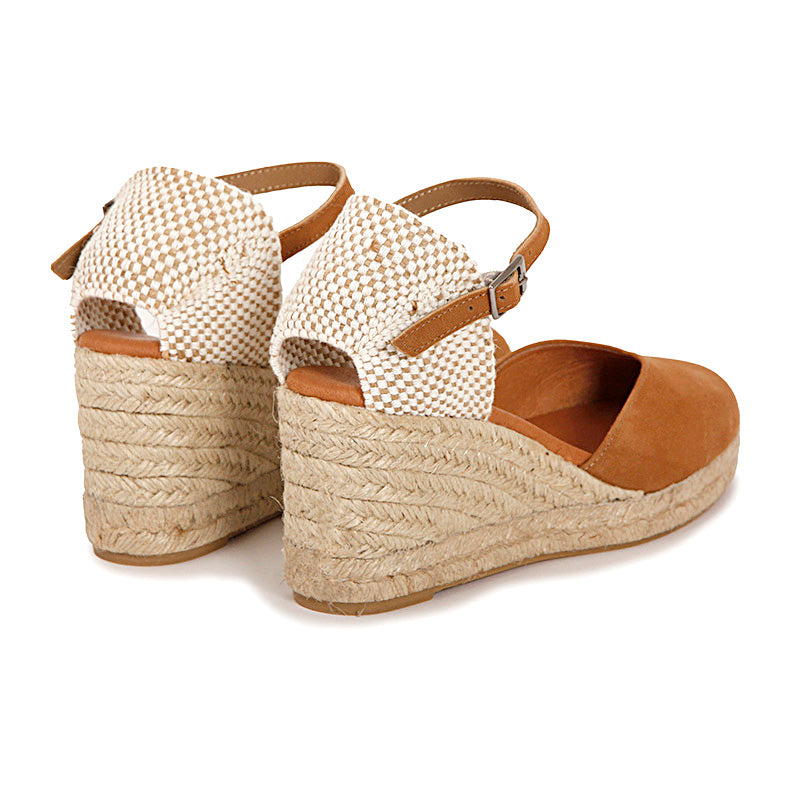 PENELOPE SOFT SUEDE CHESTNUT PLATFORM ESPADRILLES