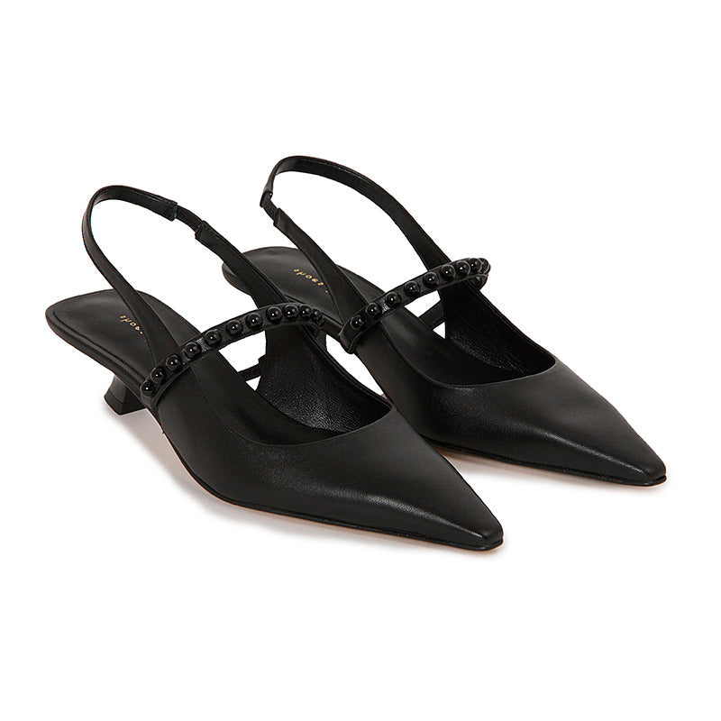PEARL SOFT BLACK SLINGBACK HEELS
