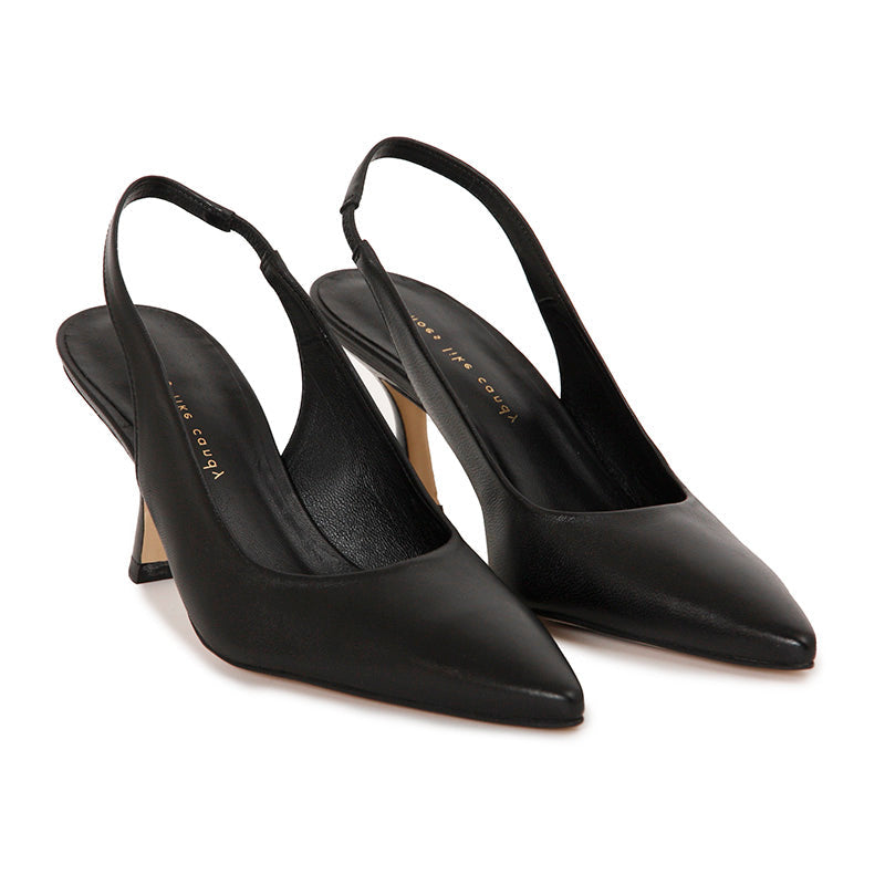 BELLA SOFT NAPA BLACK SLINGBACK HEELS
