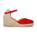 PENELOPE HOT RED SUEDE PLATFORM ESPADRILLES