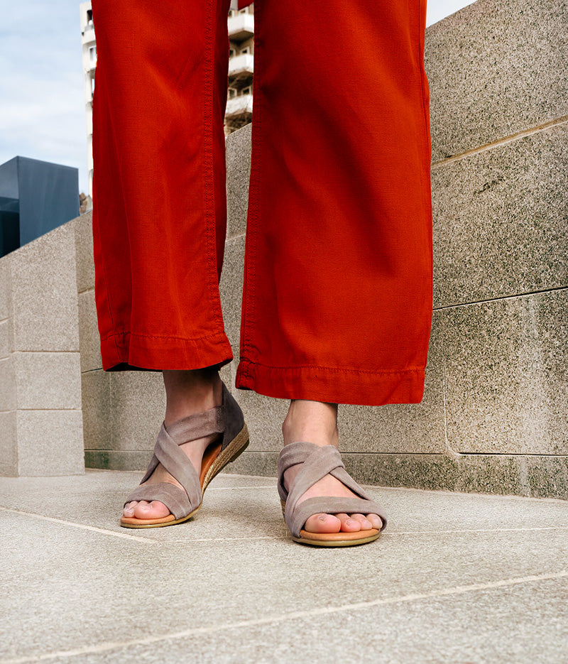 NAYARA SOFT SUEDE GREIGE ESPADRILLE SANDALS