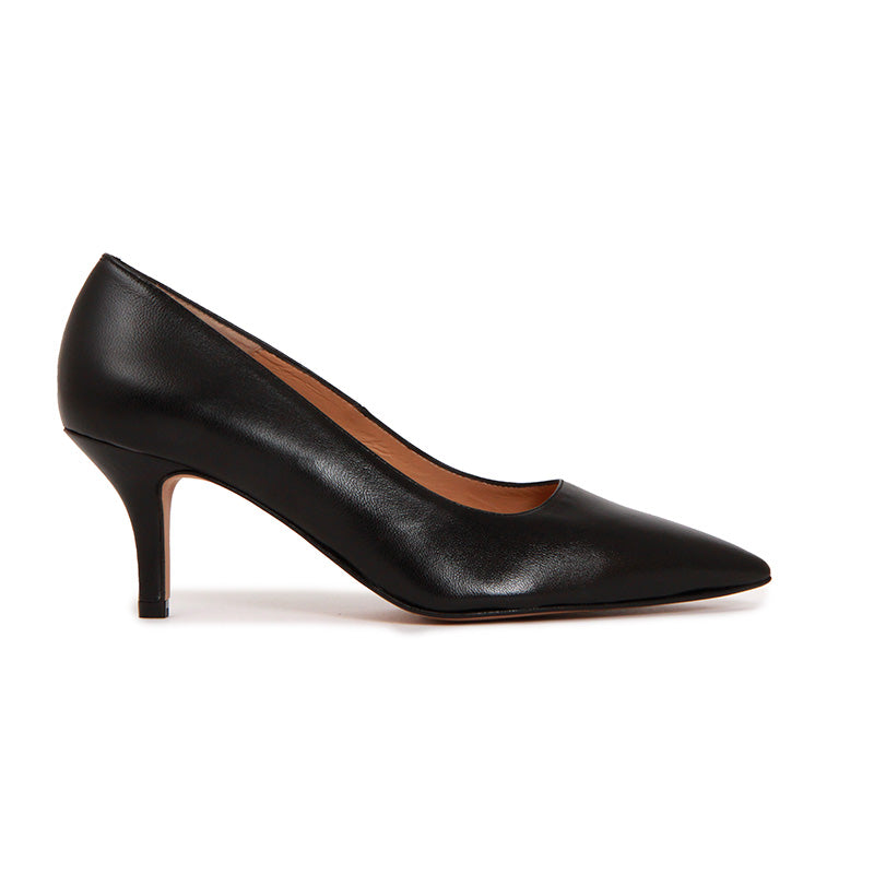 SOPHIA SOFT LEATHER BLACK HEELS
