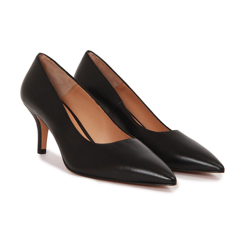 SOPHIA SOFT LEATHER BLACK HEELS