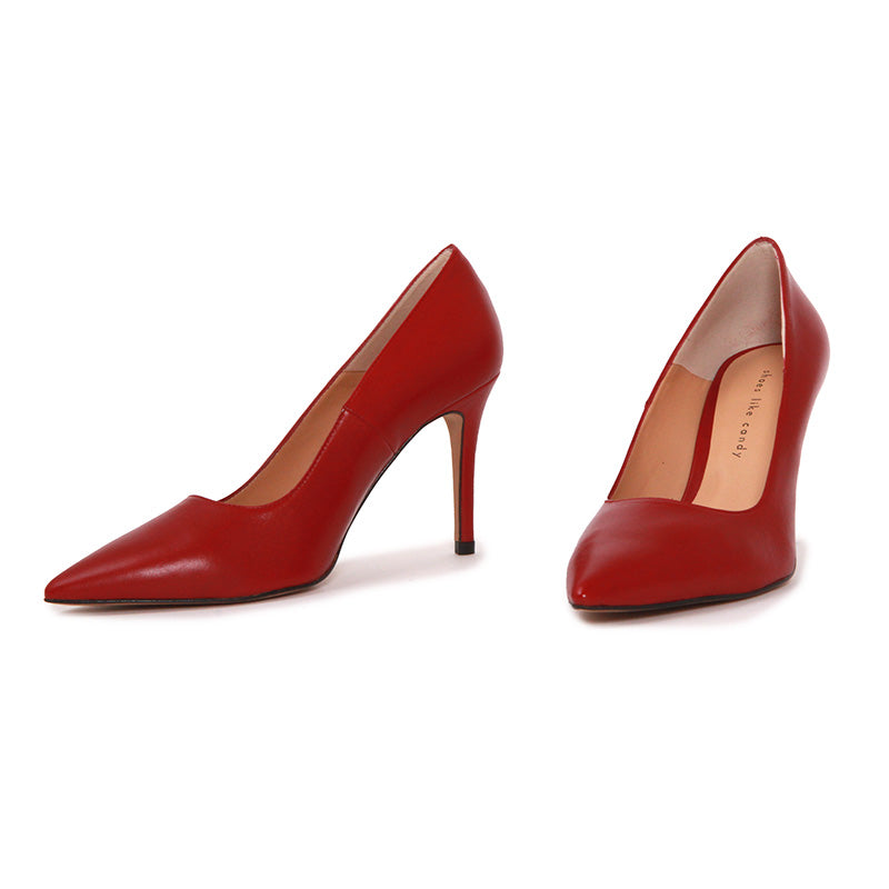 SCARLET SOFT LEATHER WINE RED HEELS