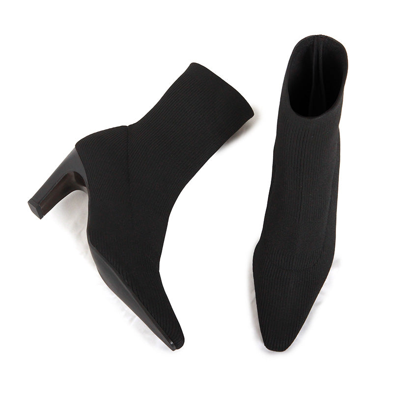 ORINA BLACK STRETCH ANKLE BOOTS