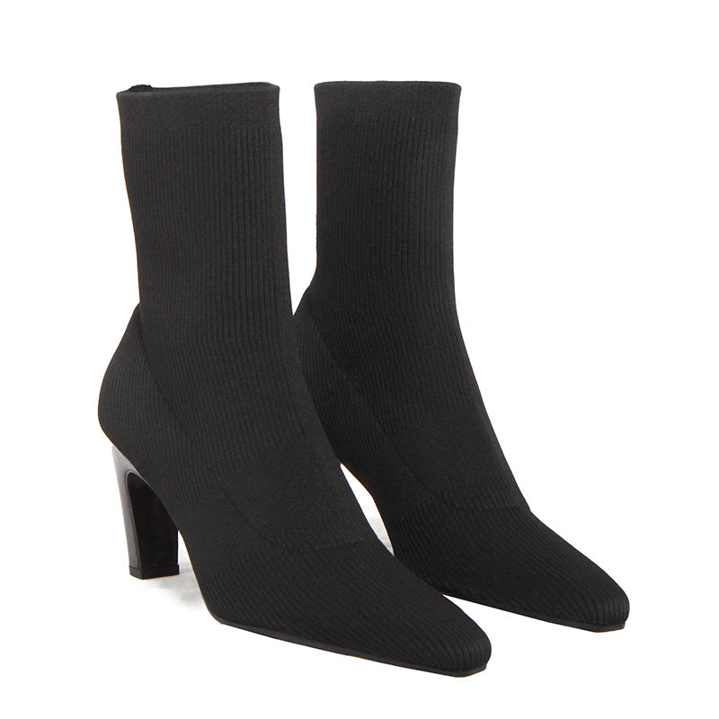 ORINA BLACK STRETCH ANKLE BOOTS