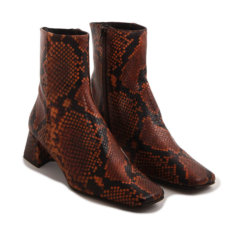 AMARA PITON BRANDY ANKLE BOOTS