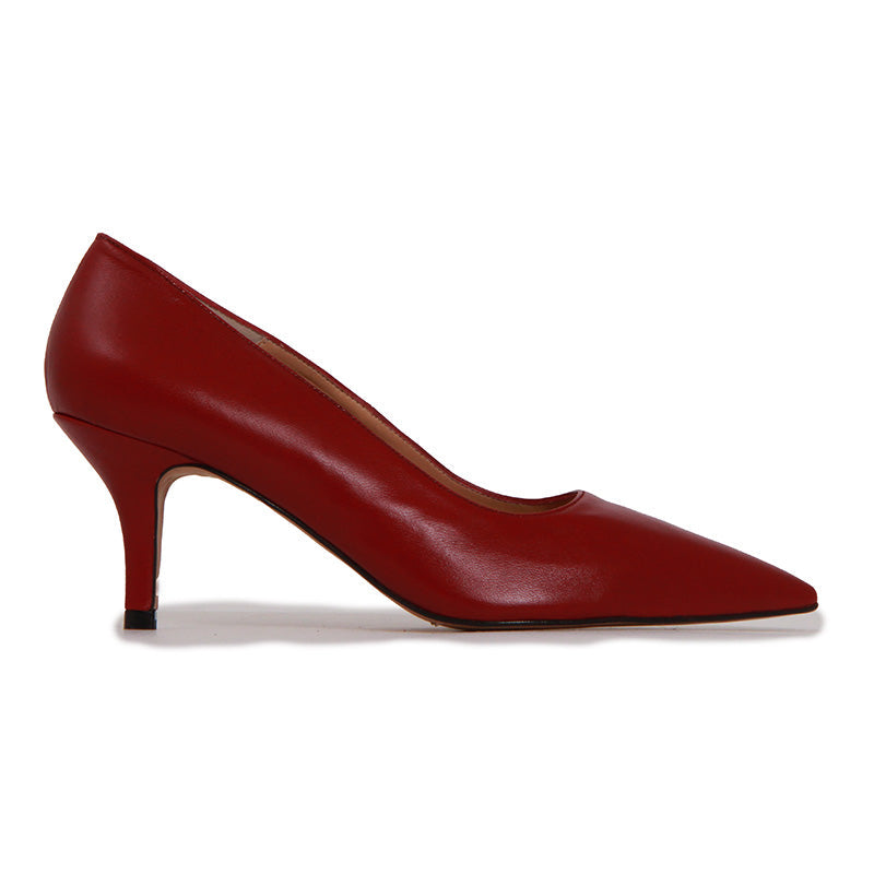 SOPHIA SOFT LEATHER WINE RED HEELS