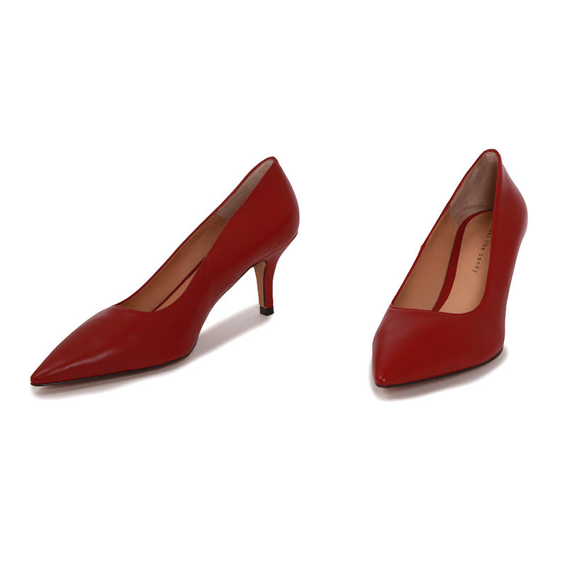 SOPHIA SOFT LEATHER WINE RED HEELS