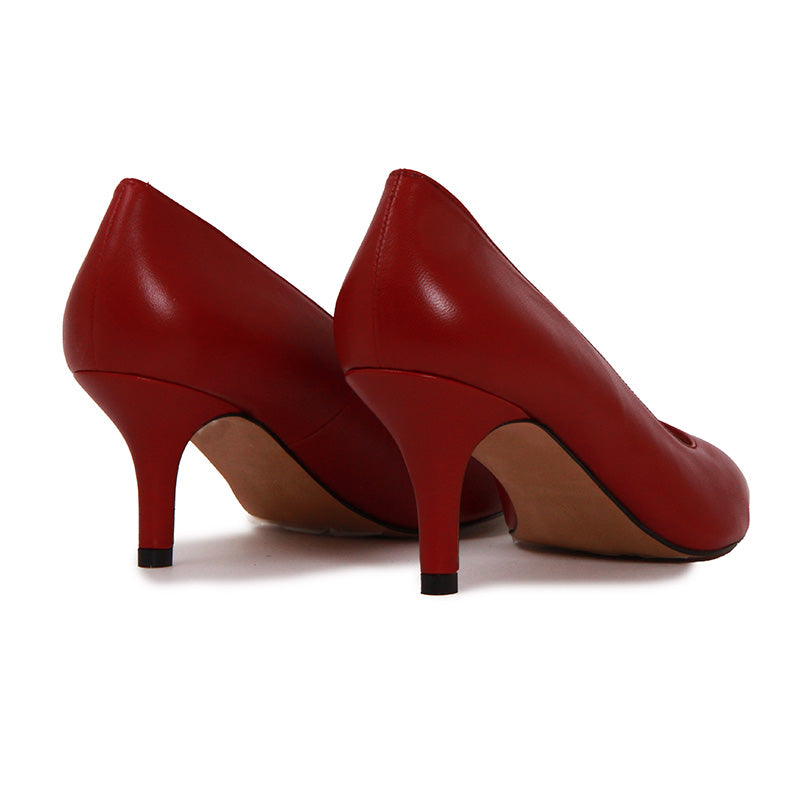 SOPHIA SOFT LEATHER WINE RED HEELS
