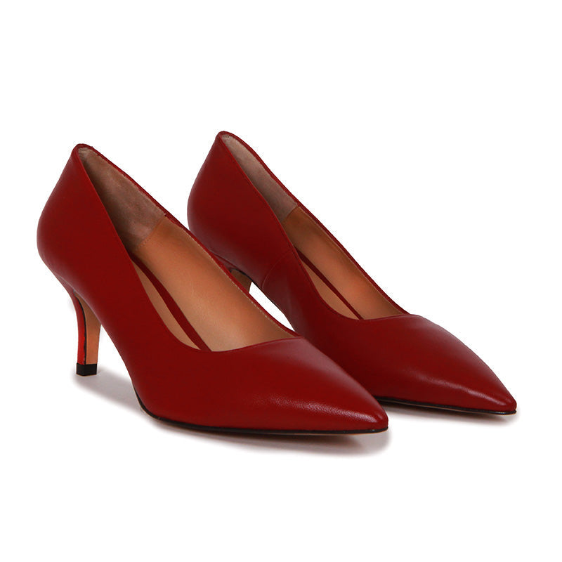 SOPHIA SOFT LEATHER WINE RED HEELS