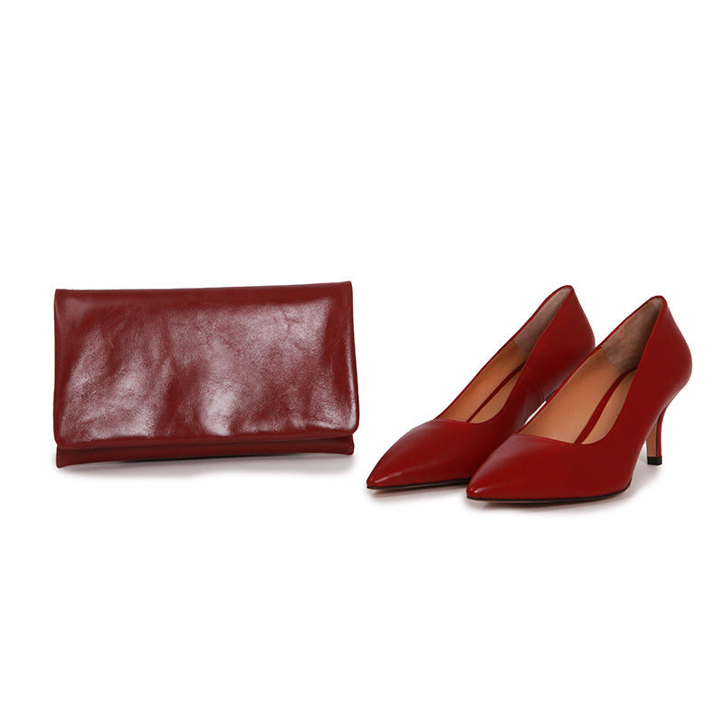 SOPHIA SOFT LEATHER WINE RED HEELS