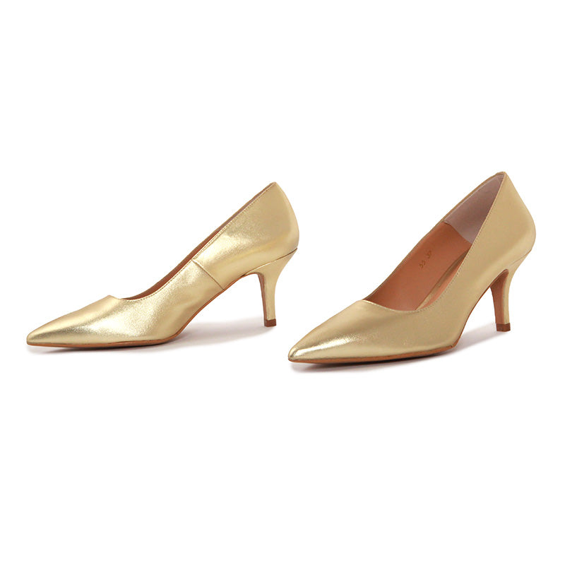SOPHIA SOFT LEATHER GOLD HEELS