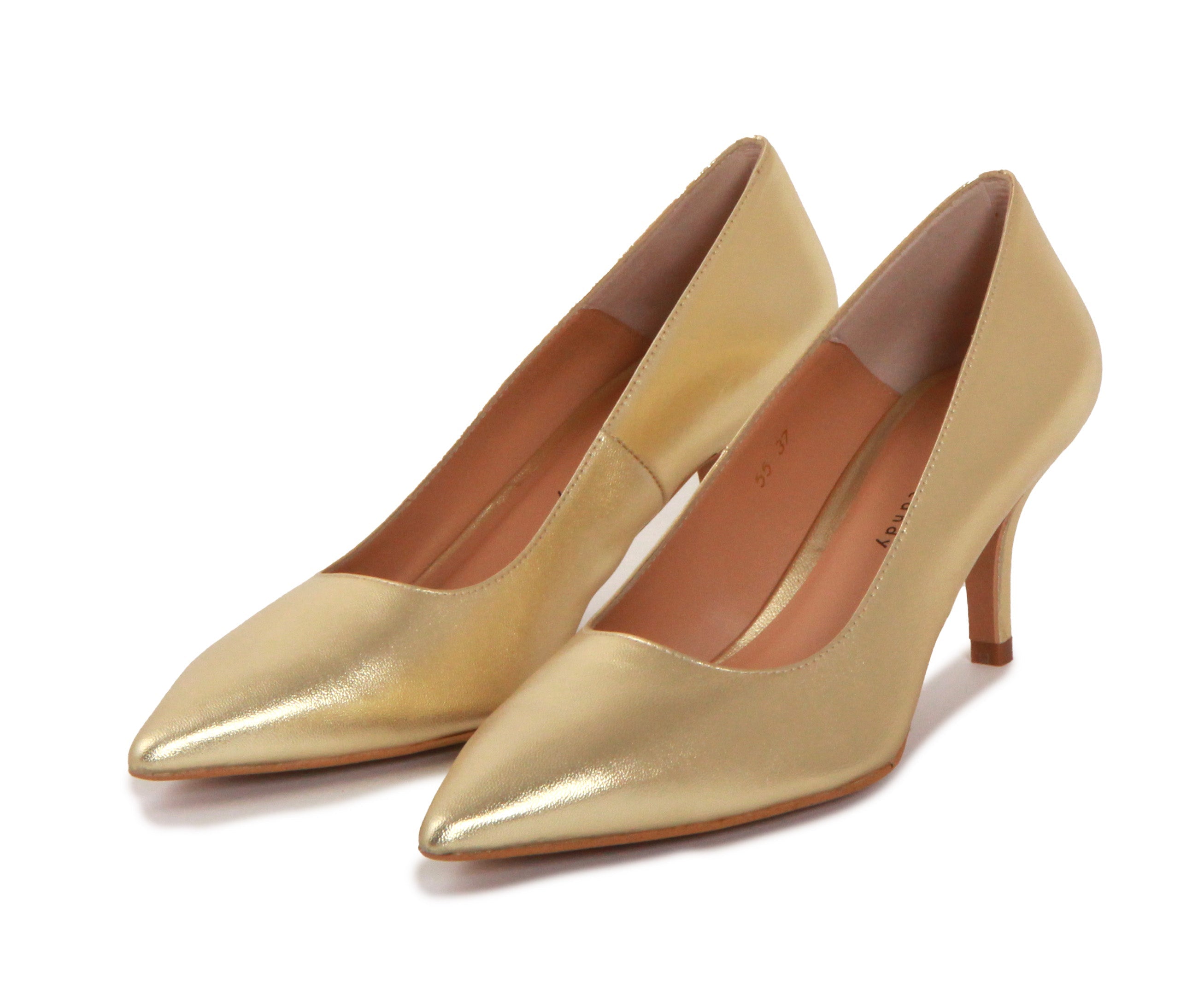 SOPHIA SOFT LEATHER GOLD HEELS