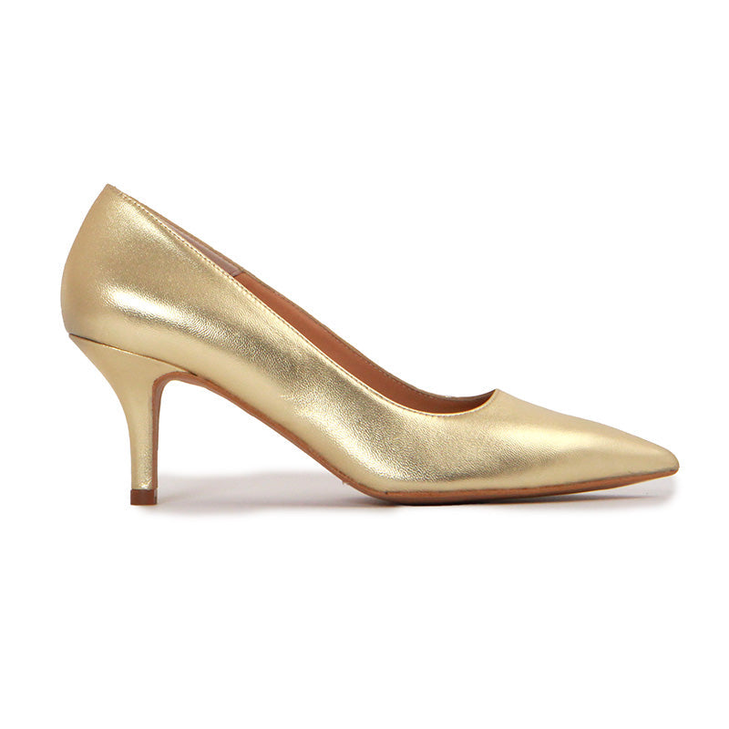 SOPHIA SOFT LEATHER GOLD HEELS