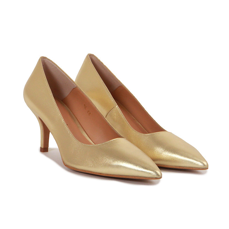 SOPHIA SOFT LEATHER GOLD HEELS