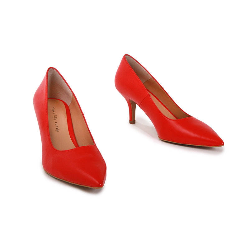 SOPHIA SOFT LEATHER LIPSTICK RED HEELS