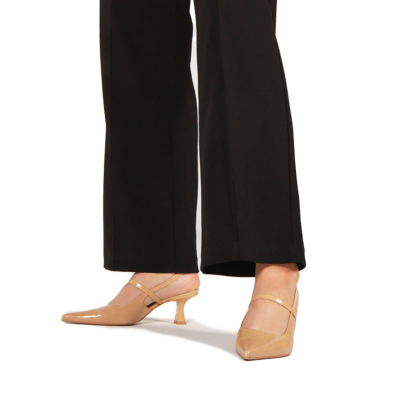 SLINGBACK SOFT SHINY NOUGAT HEELS