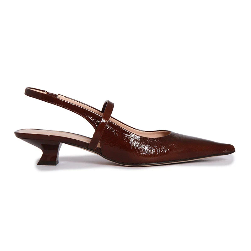SLC CLEO SOFT SHINY CHOCO HEELS